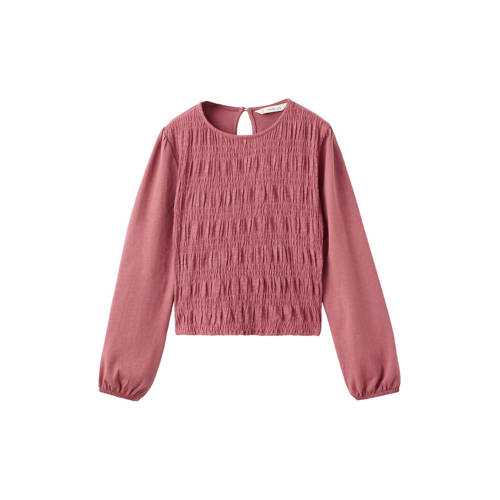 Mango Kids blousetop Roze Meisjes Katoen Ronde hals Effen - maat 128 afbeelding