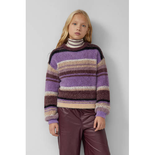 s.Oliver trui paars fijn gebreid Meisjes Polyamide Ronde hals Meerkleurig