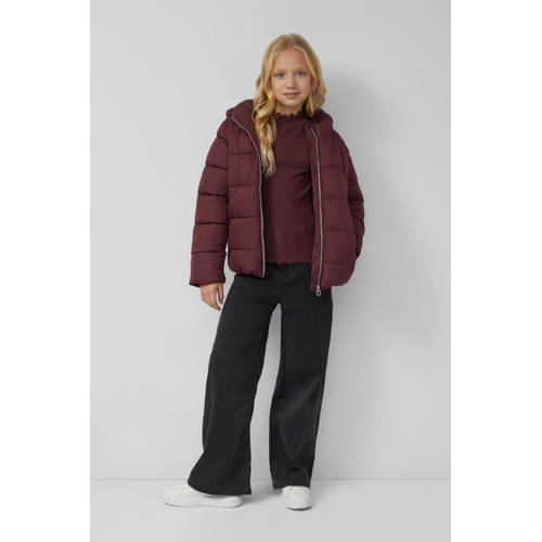 s.Oliver longsleeve donkerpaars rib gebreid Meisjes Katoen Opstaande kraag