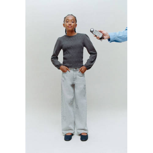 Mango Kids blousetop Grijs Meisjes Katoen Ronde hals Effen - maat 152 afbeelding