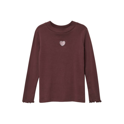 s.Oliver longsleeve donkerrood Meisjes Katoen Opstaande kraag Effen - maat 104/110 afbeelding