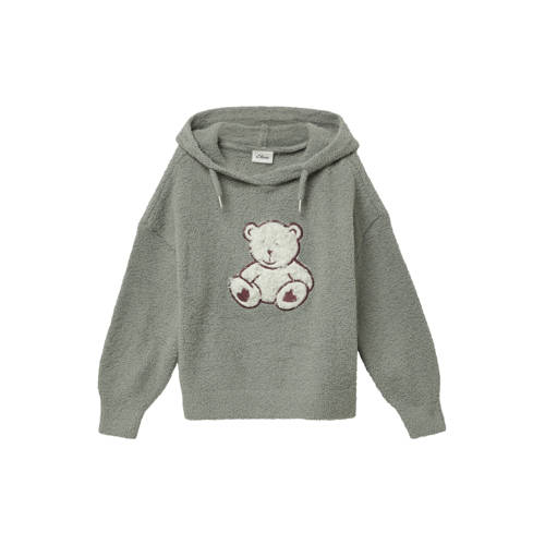 s.Oliver fleece fleecetrui grijs Printopdruk - maat 128/134 afbeelding