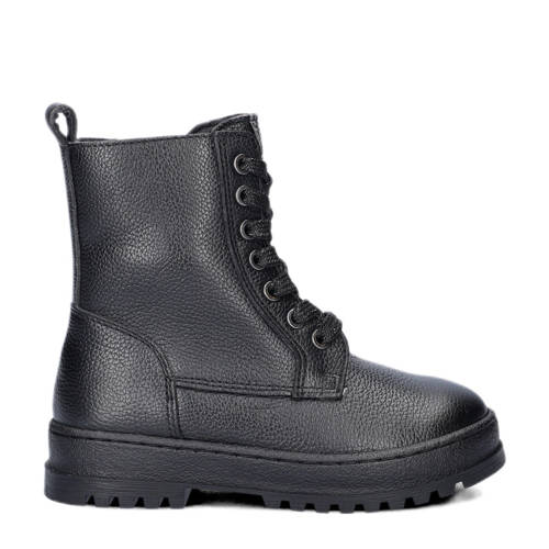 Nelson Kids leren veterboots zwart Meisjes Leer Effen - maat 32 afbeelding