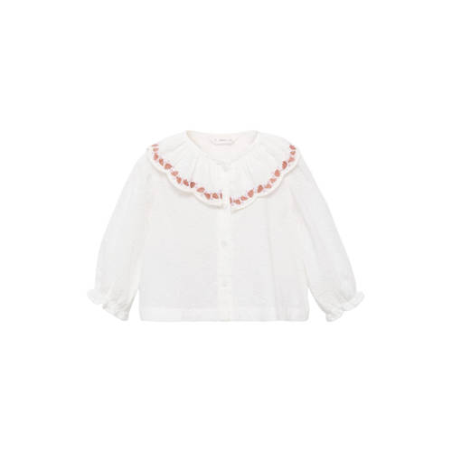 Mango Kids blouse wit Meisjes Katoen Peter Pan-kraag All over print - maat 80 afbeelding