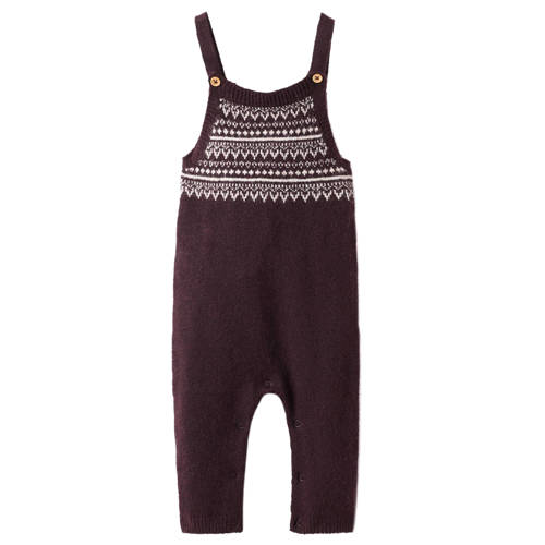 Mango Kids tuinbroek donkerrood Jongens Polyester Vierkante hals Meerkleurig - maat 62 afbeelding