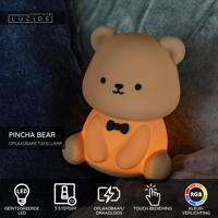 thumbnail: Lucide PINCHA BEAR - Oplaadbare Tafellamp Kinderkamer - Accu/Batterij - LED 3 StepDim - 1x0,5W 2100K - RGB - Bruin | Essential