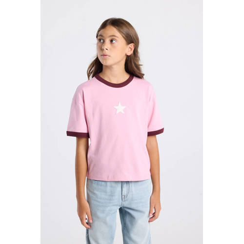 America Today T-shirt lichtroze Meisjes Katoen Ronde hals Effen - maat 134/140 afbeelding