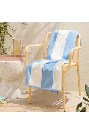 strandlaken Bold Stripe - lichtblauw (velours) (180x100 cm)