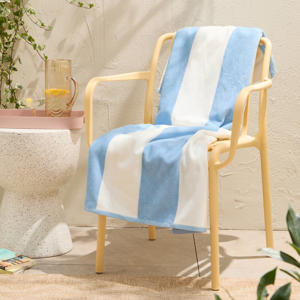 strandlaken Bold Stripe - lichtblauw (velours) (180x100 cm)