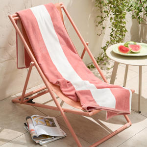 strandlaken Bold Stripe - roze (velours) (180x100 cm)