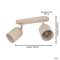 thumbnail: EGLO Tilston Spot - E14 - 28 cm - Zandkleur/Beige/Crème - Kantelbaar