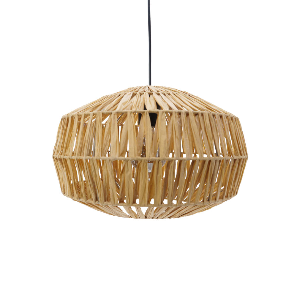 EGLO Sheldon Hanglamp - E27 - Ø 38 cm - Zwart/Natuurlijk/Bruin - Papier