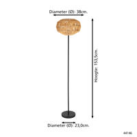 thumbnail: EGLO Sheldon Vloerlamp - E27 - 153,5 cm - Zwart/Natuurlijk/Bruin - Papier