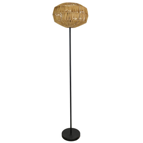 EGLO Sheldon Vloerlamp - E27 - 153,5 cm - Zwart/Natuurlijk/Bruin - Papier afbeelding