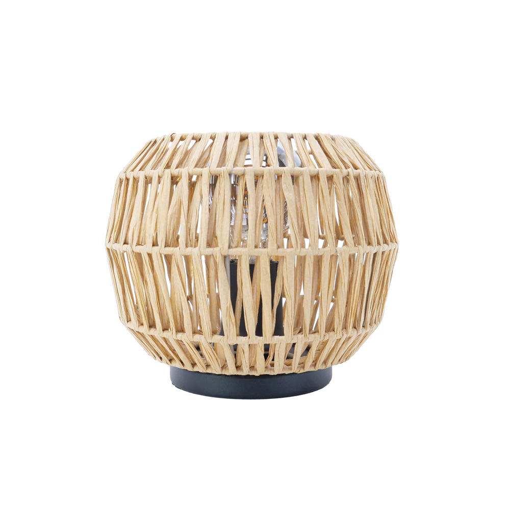 EGLO Sheldon Tafellamp - E27 - Ø 21 cm - Zwart/Natuurlijk/Bruin - Papier