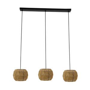 Sheldon Hanglamp - E27 - 91 cm - Zwart/Natuurlijk/Bruin - Papier 