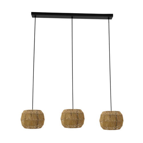 EGLO Sheldon Hanglamp - E27 - 91 cm - Zwart/Natuurlijk/Bruin - Papier afbeelding