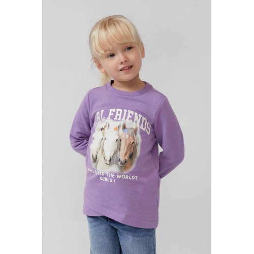 s.Oliver longsleeve Paars Meisjes Stretchkatoen Ronde hals Printopdruk