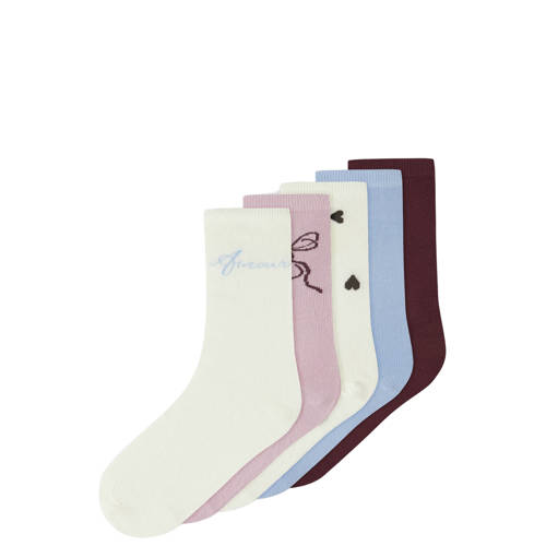 NAME IT KIDS sokken - set van 5 donkerrood/multicolor Meisjes Stretchkatoen - maat 31/33 afbeelding