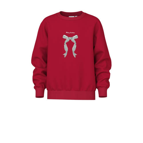 NAME IT KIDS kersttrui rood Sweater Printopdruk