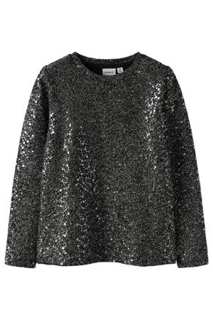 blousetop zwart met pailletten