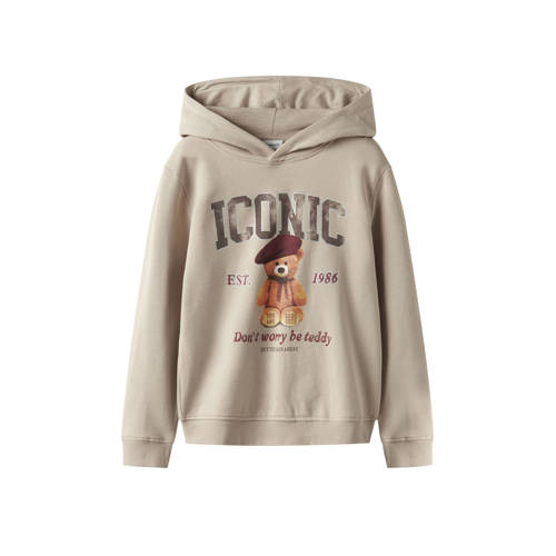 NAME IT KIDS hoodie beige Sweater Printopdruk - maat 122/128 afbeelding