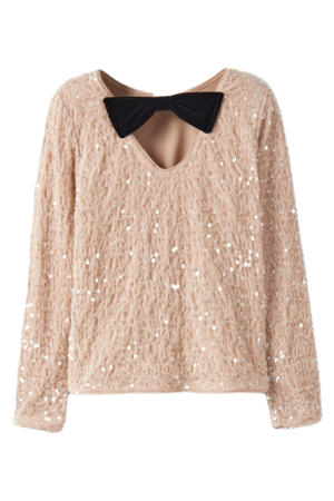 blousetop ecru met pailletten