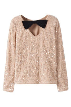 blousetop ecru met pailletten