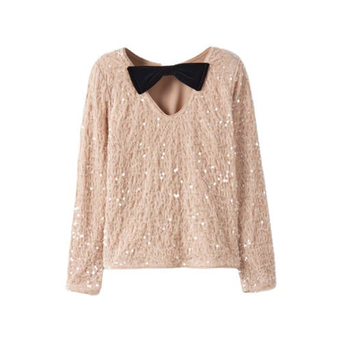 NAME IT KIDS blousetop ecru met pailletten Meisjes Polyester Ronde hals - maat 134/140 afbeelding
