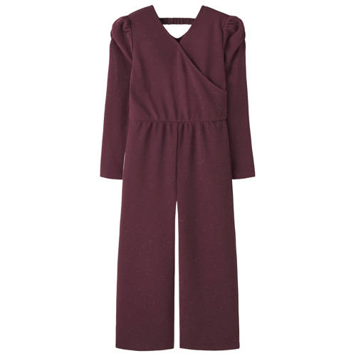NAME IT KIDS jumpsuit donkerrood Meisjes Polyester V-hals Effen - maat 128 afbeelding