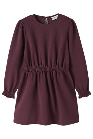 midi jurk met glitter donkerrood