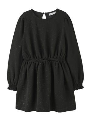 midi jurk met glitter zwart
