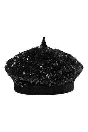 baret met pailletten zwart
