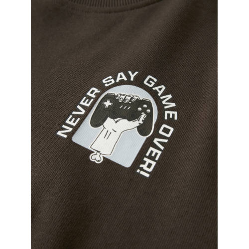 NAME IT KIDS sweater Bruin Backprint - maat 146/152 afbeelding