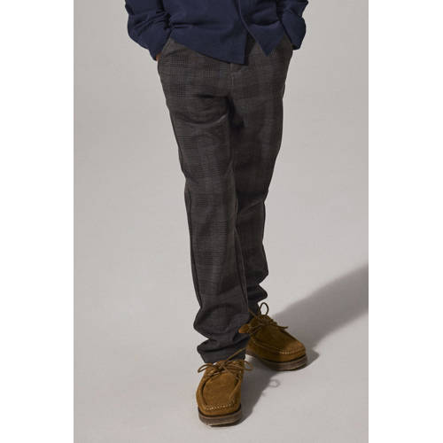 NAME IT KIDS slim casual broek donkergrijs melange Jongens Polyester Ruit - maat 158 afbeelding
