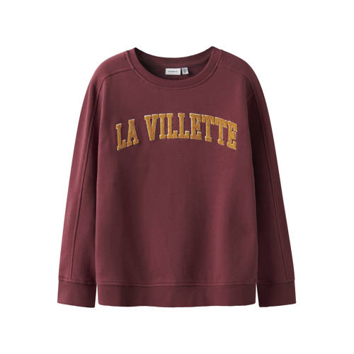 NAME IT KIDS sweater roodbruin Tekst - maat 158/164 afbeelding