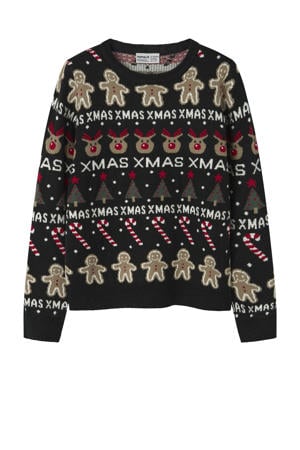 kersttrui met all over print zwart