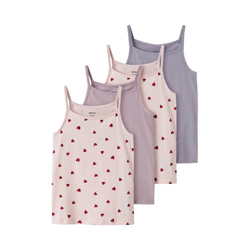 NAME IT KIDS hemd NKFSTRAP - set van 4 roze/lila/paars Meisjes Stretchkatoen Ronde hals - maat 86 afbeelding