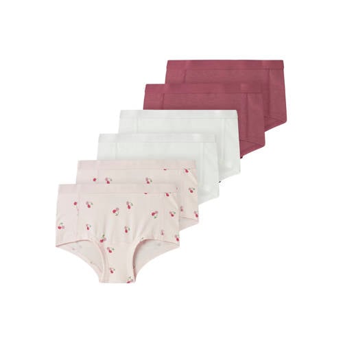 NAME IT KIDS hipster - set van 6 paars/roze/wit Slip Meisjes Stretchkatoen - maat 134/140 afbeelding
