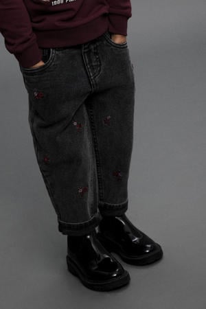 gebloemde mom jeans grey denim