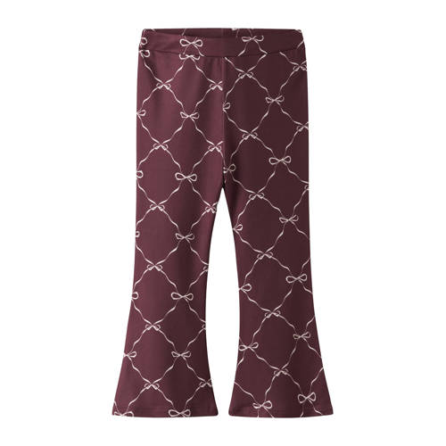 NAME IT MINI flared legging donkerrood Broek Meisjes Polyester All over print - maat 98 afbeelding