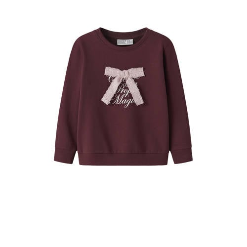NAME IT MINI kersttrui paars Sweater Printopdruk