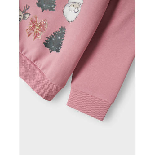 NAME IT MINI kersttrui roze Sweater All over print