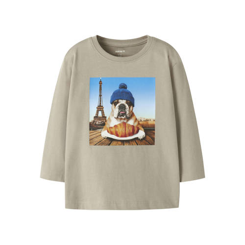 NAME IT MINI longsleeve zand Jongens Katoen Ronde hals Printopdruk - maat 92 afbeelding