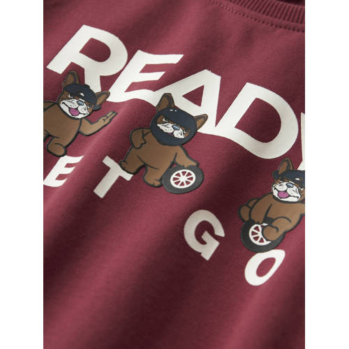 NAME IT MINI sweater donkerrood Printopdruk - maat 98 afbeelding
