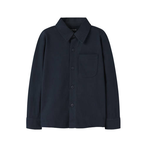NAME IT MINI overhemd donkerblauw gebreid Jongens Katoen Klassieke kraag - maat 104 afbeelding