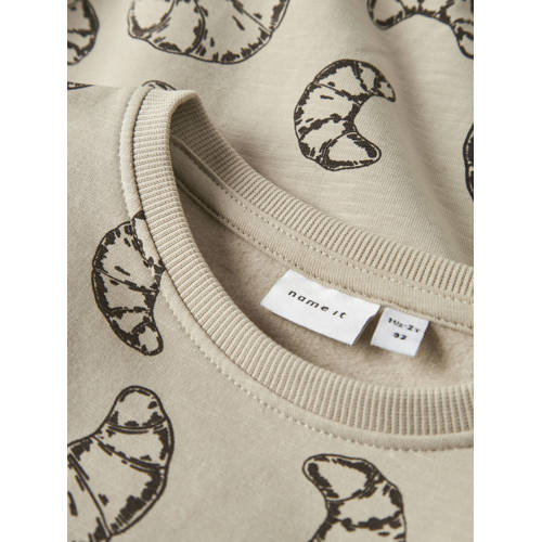 NAME IT MINI sweater beige All over print - maat 104 afbeelding