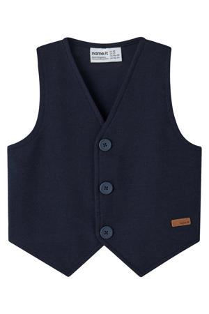 gilet met textuur marineblauw