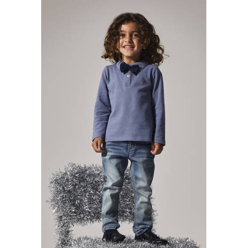 NAME IT MINI polo grijsblauw Jongens Stretchkatoen Polokraag Effen
