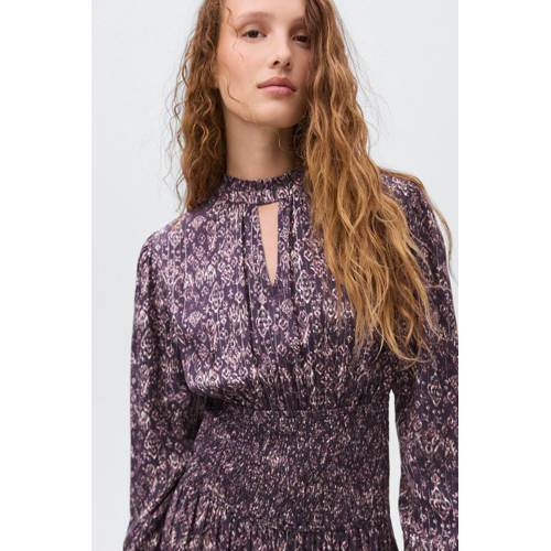 MANGO TEEN korte jurk paars Meisjes Viscose Ronde hals All over print - maat 152(XXS) afbeelding